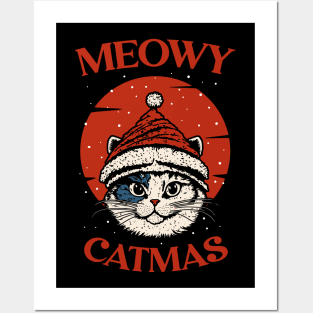 Meowy Catmas Funny Christmas Tee Posters and Art